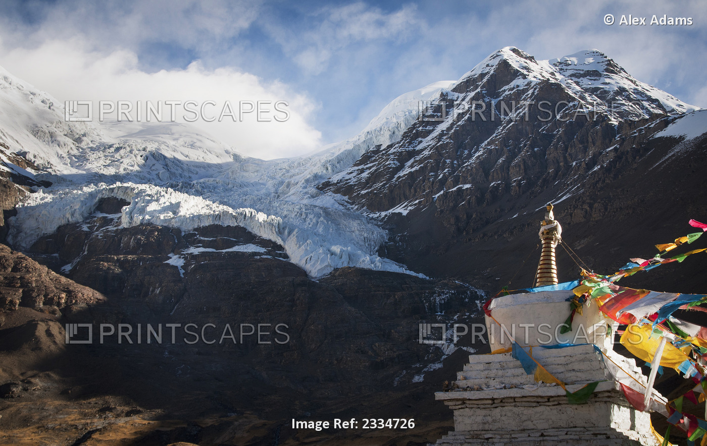 Mountain View With Part Of Stupa; Tibet
