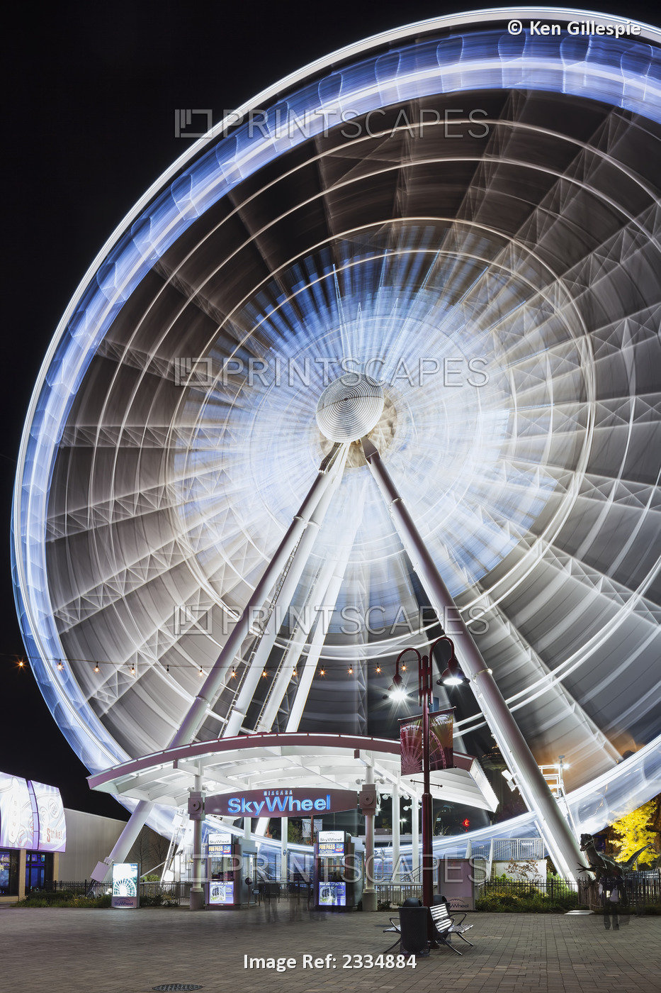 Niagara Skywheel Ferris Wheel At Night; Niagara Falls Ontario Canada