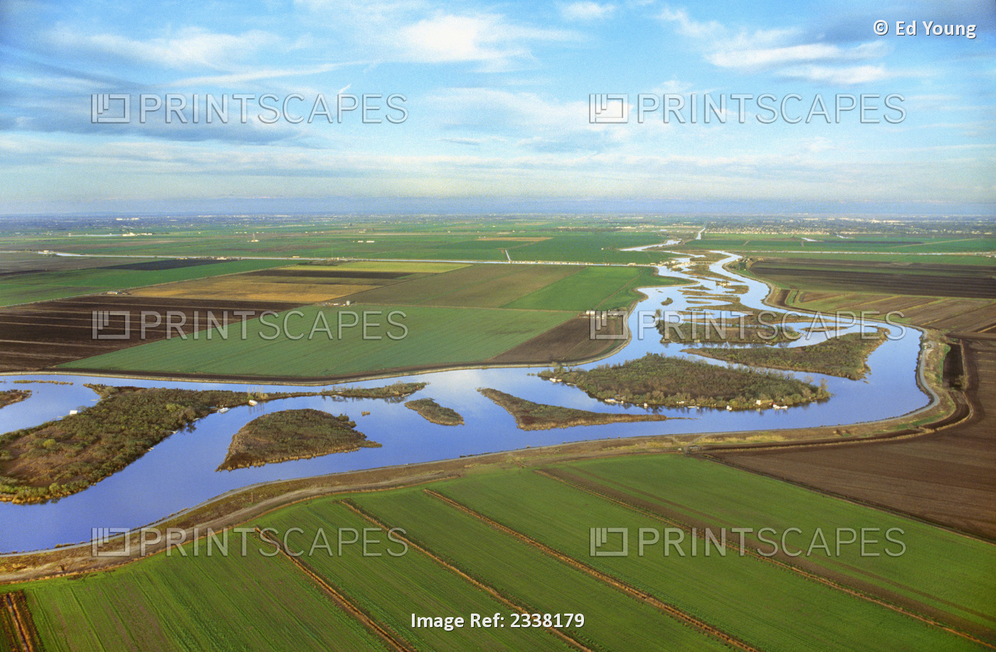 Agriculture - Aerial View Of Agricultural Fields And River System / San Joaquin ...