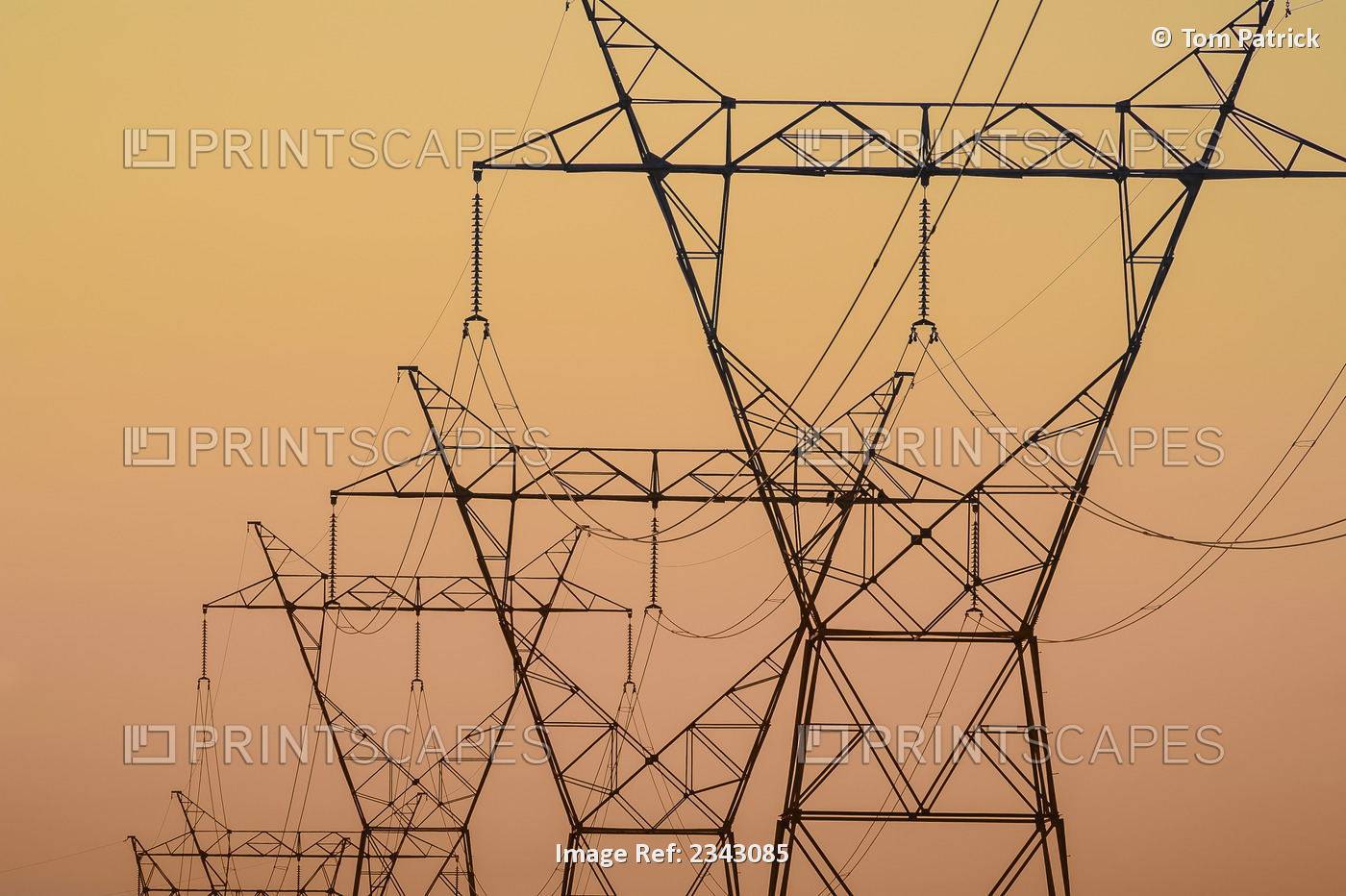 Electrical transmission towers at sunset;Ohio united states of america
