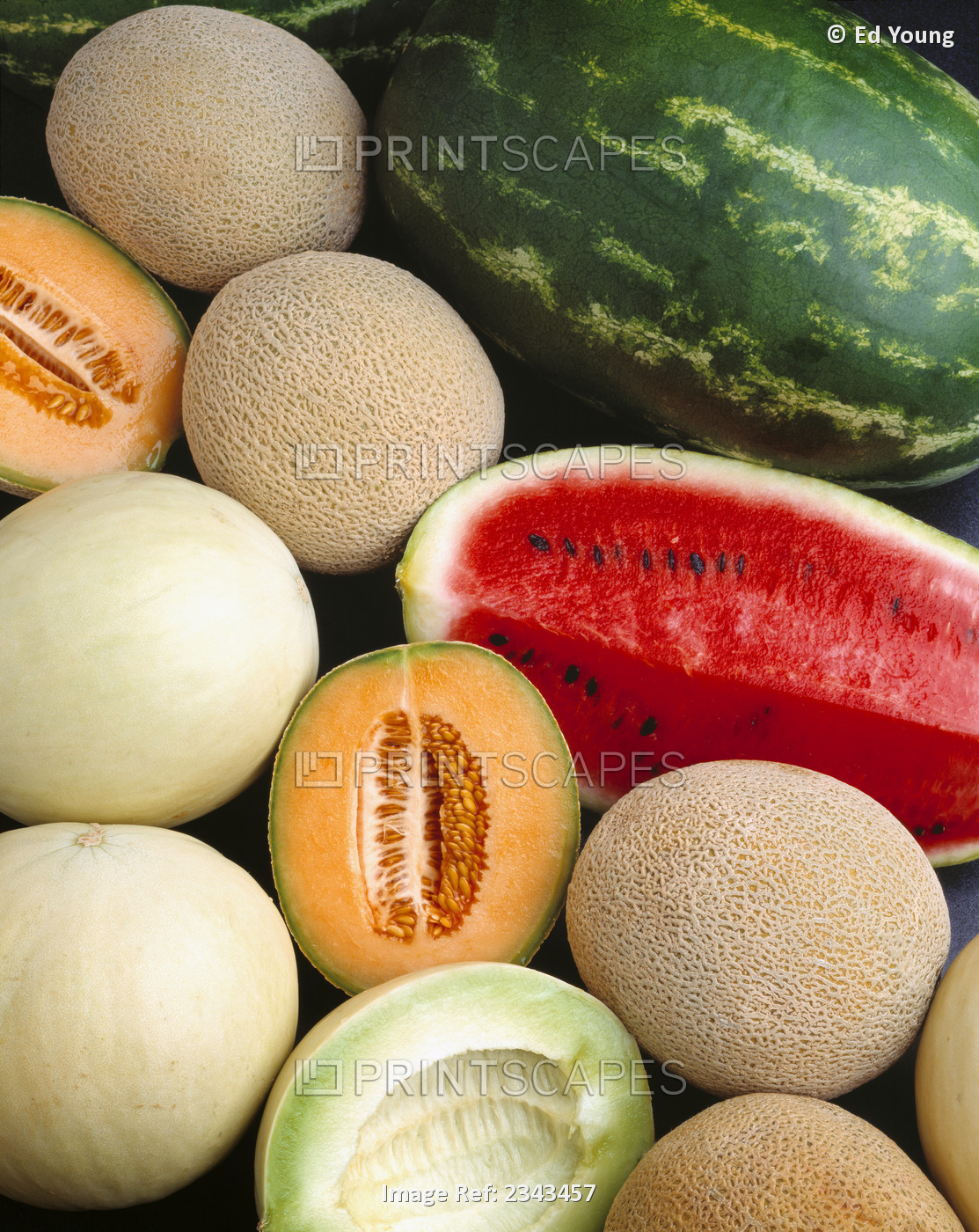 Agriculture - Mixed Melons, Watermelon, Cantaloupe And Honeydew.
