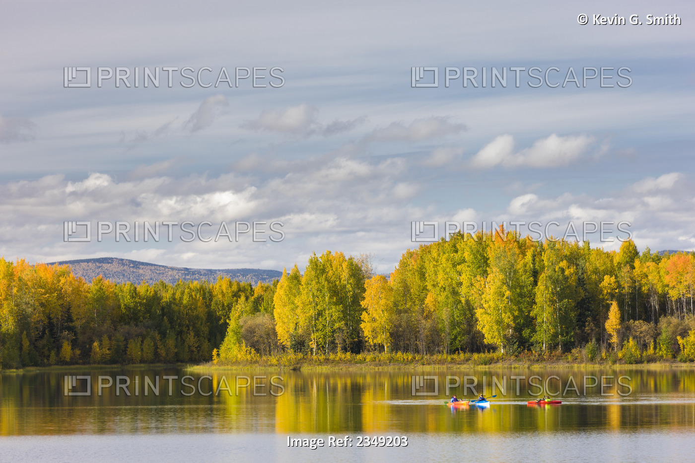Kayakers Enjoying A Fall Day At The Chena Lakes Recreation Area, Fairbanks, ...