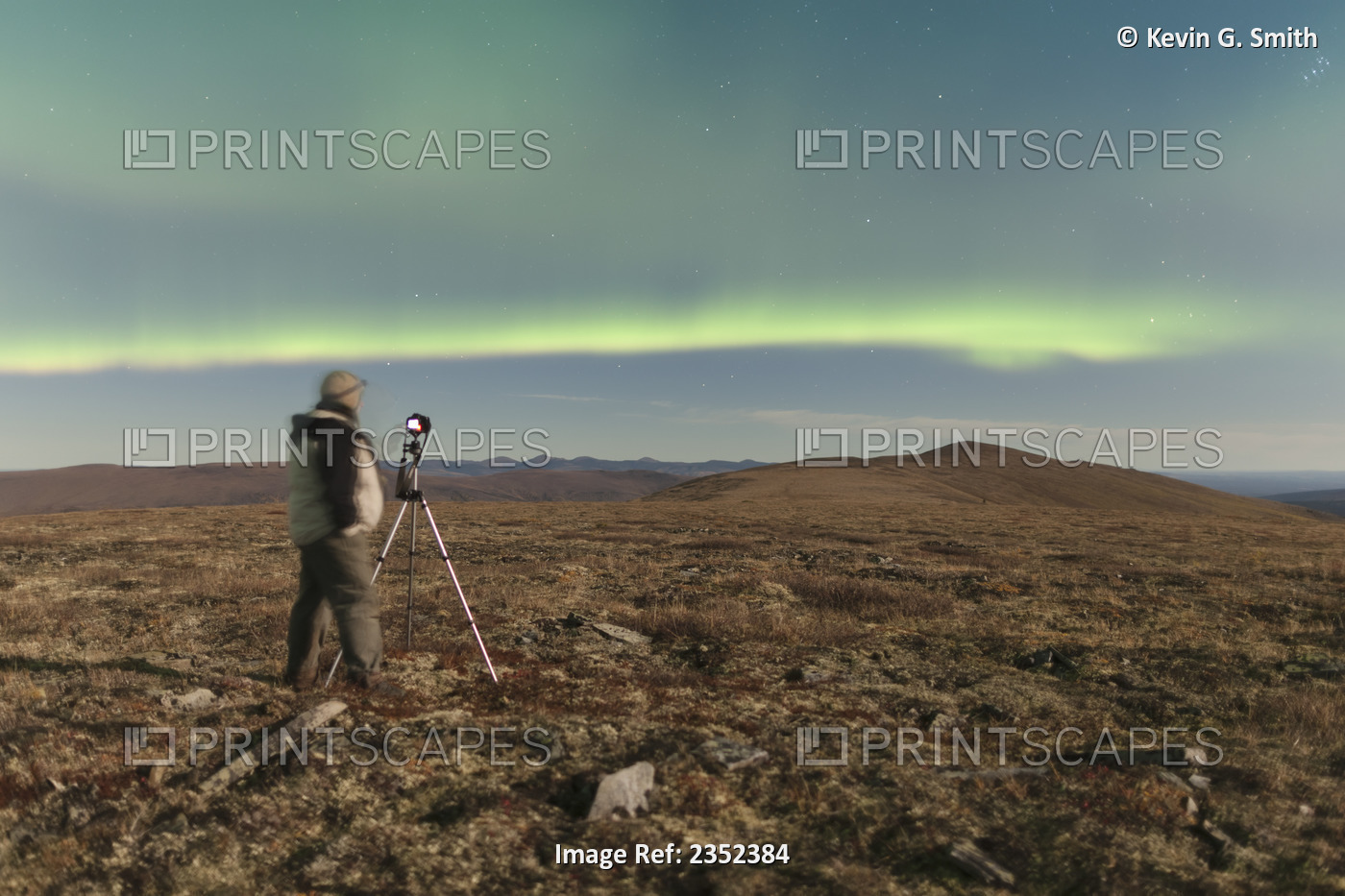 Photographer Taking Photographs Of The Northern Lights Above Eagle Summit Along ...