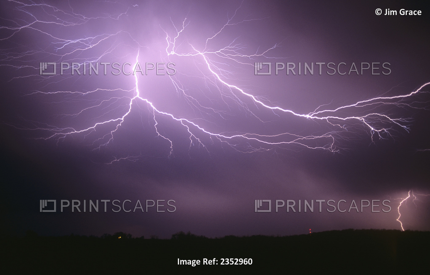 Agriculture - Time exposure of multiple lightning strikes over farmsteads from ...