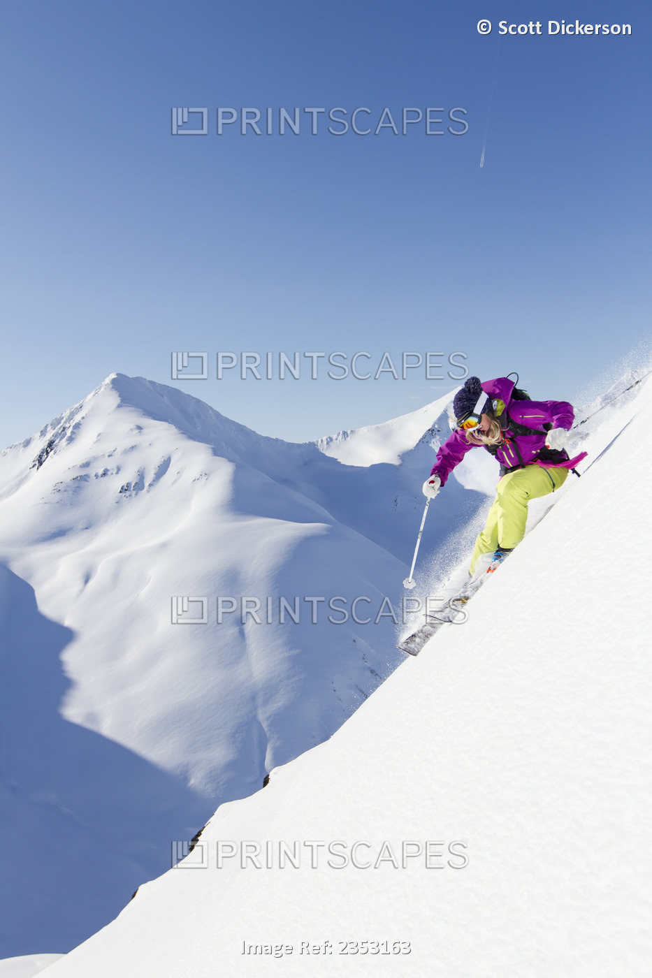 Woman Skiing In The Backcountry Of The Chugach Mountains In Late Winter, ...
