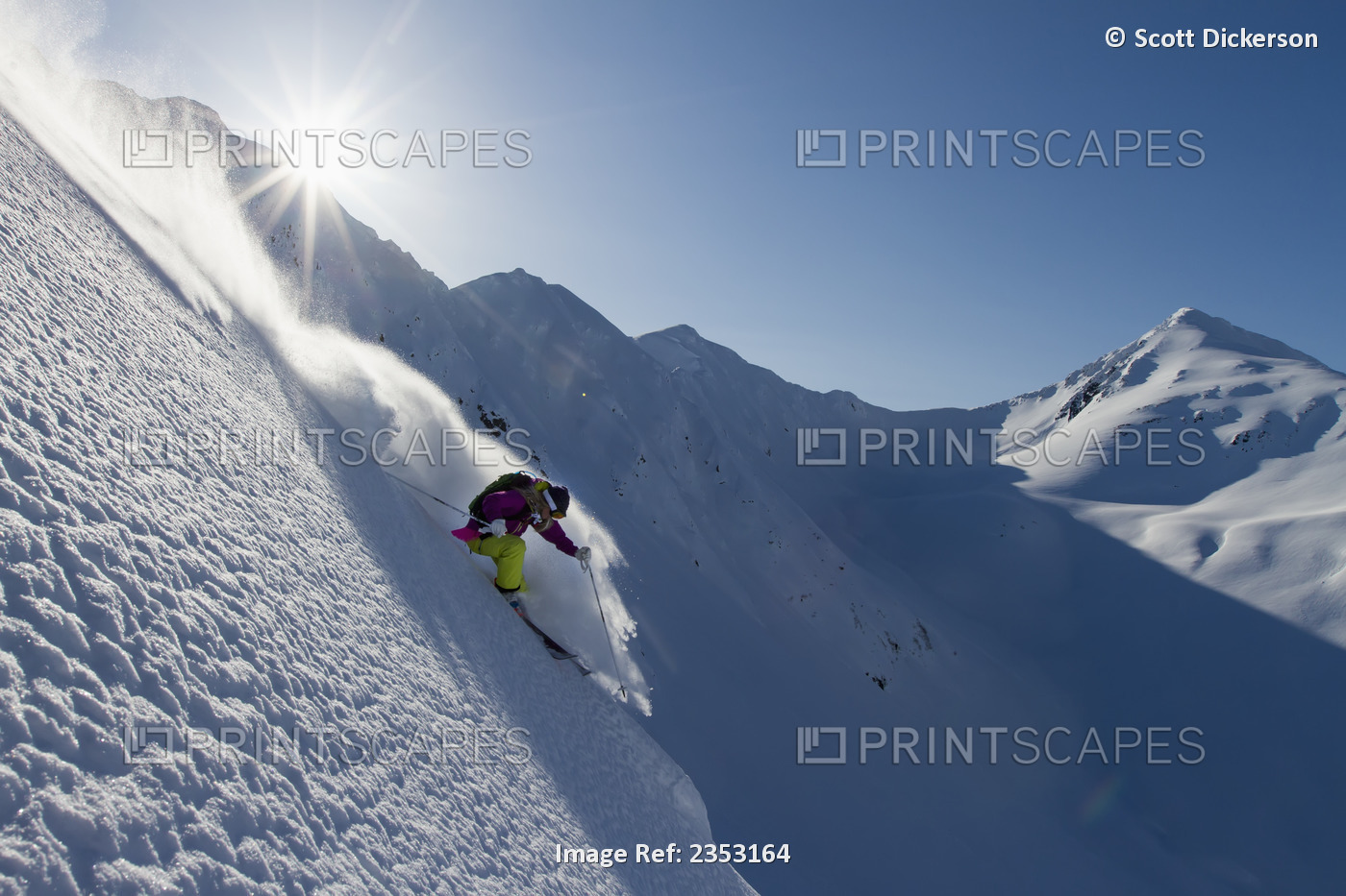Woman Skiing In The Backcountry Of The Chugach Mountains In Late Winter, ...