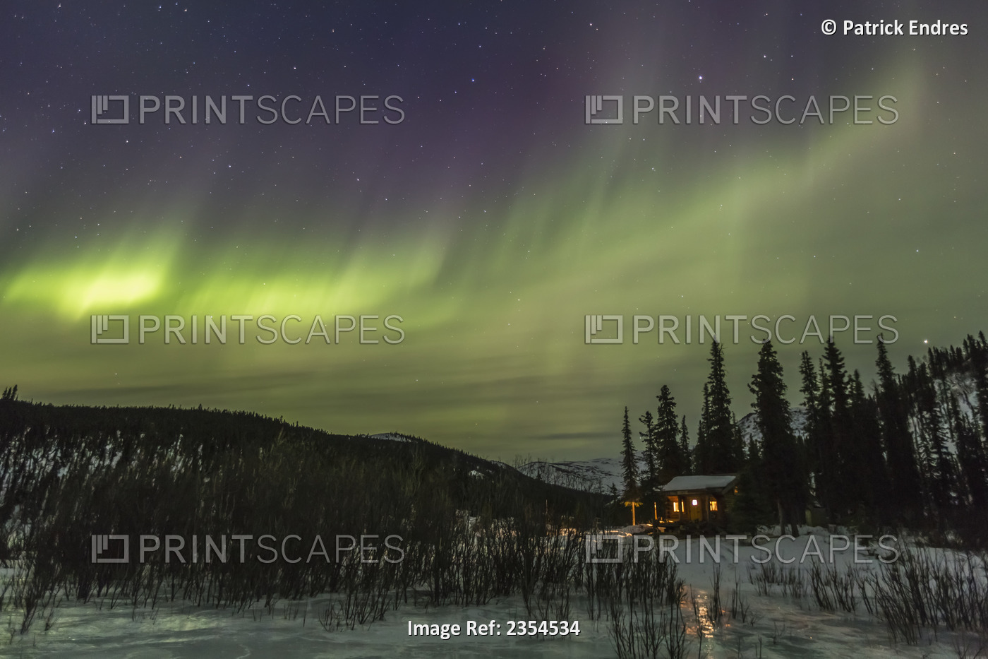 Aurora Borealis Swirls Over Windy Gap Cabin In The White Mountains National ...
