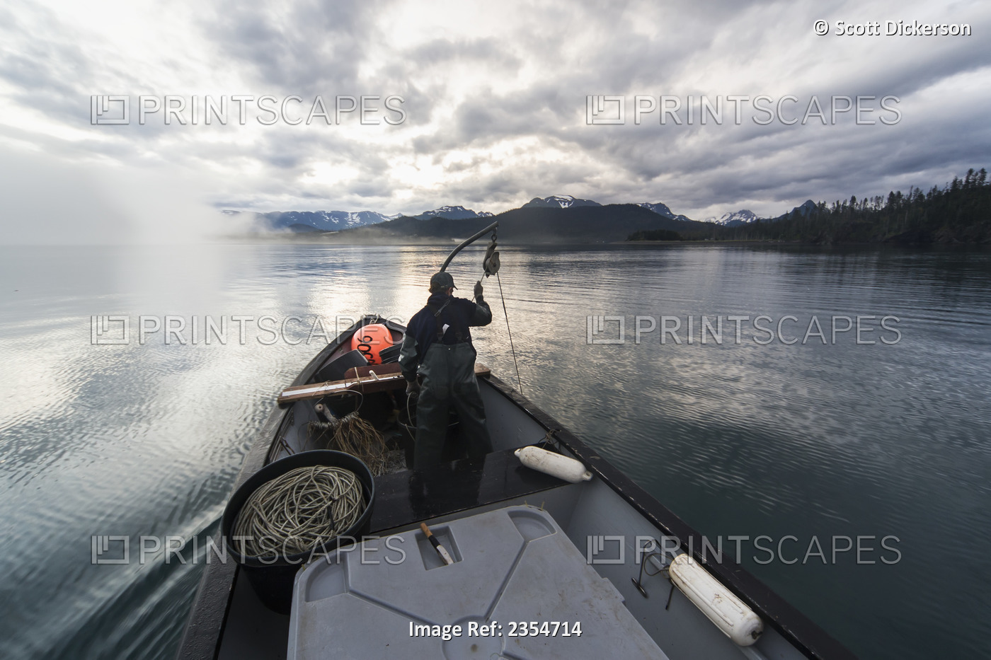 Commercial Halibut Fishing By Hand Using Longline Gear Out Of An Open Skiff In ...