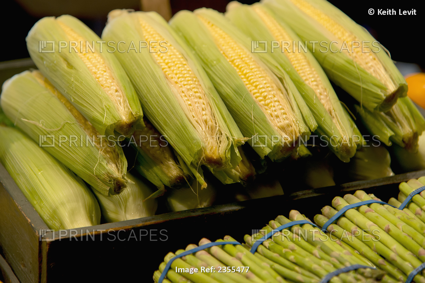 Fresh Corn On The Cob And Asparagus; Seattle, Washington, United States Of ...