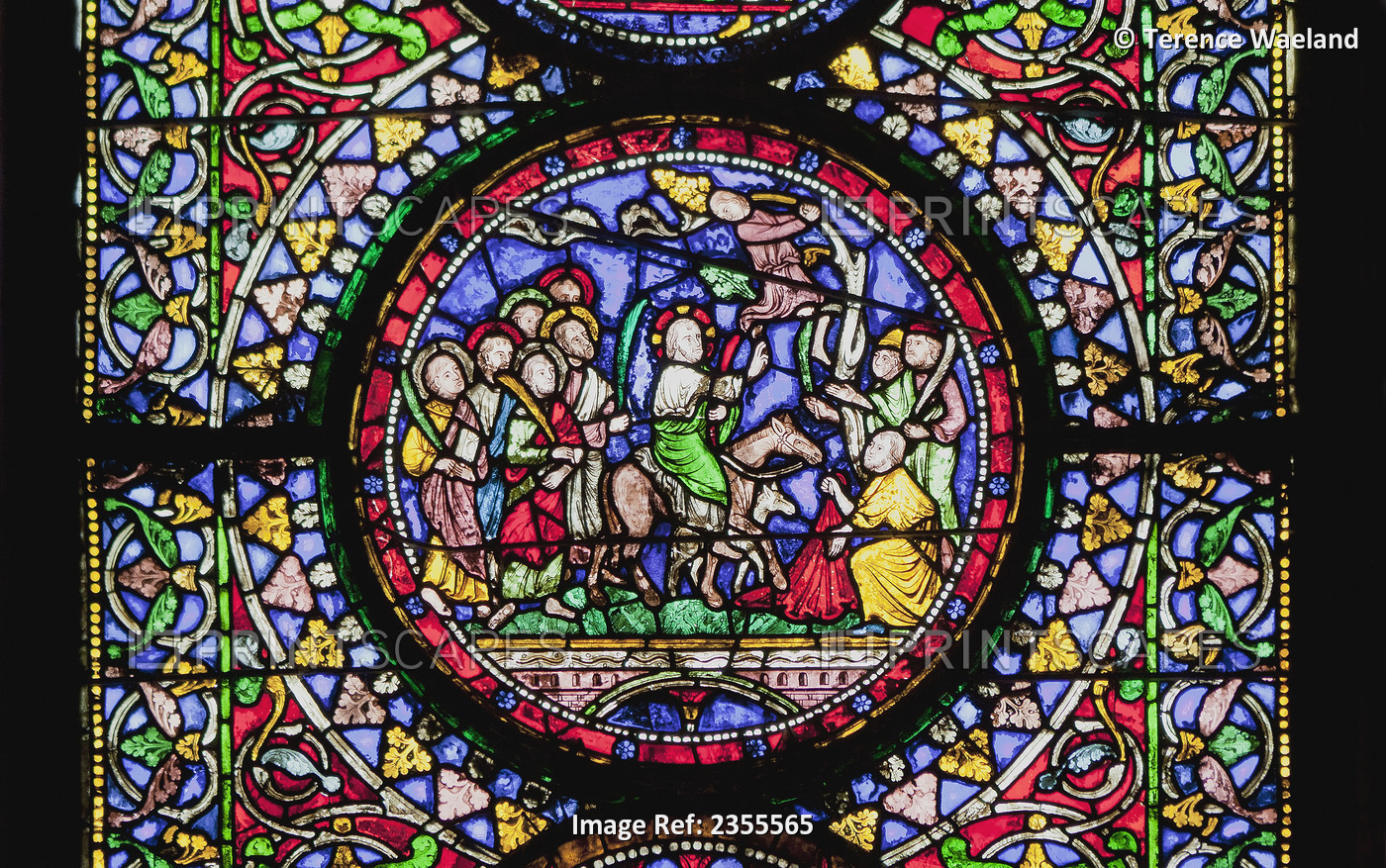 Colourful Stained Glass Window In Canterbury Cathedral; Canterbury, Kent, ...