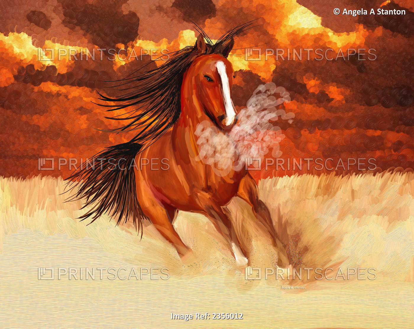Computer Generated Image Of A Horse Running In A Golden Field