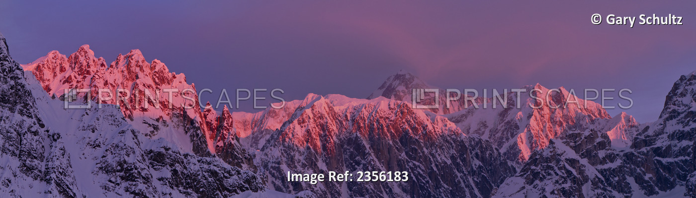 Pink Clouds Over Mt. Mckinley, Pink Alpenglow On The Rooster Comb And Alaska ...
