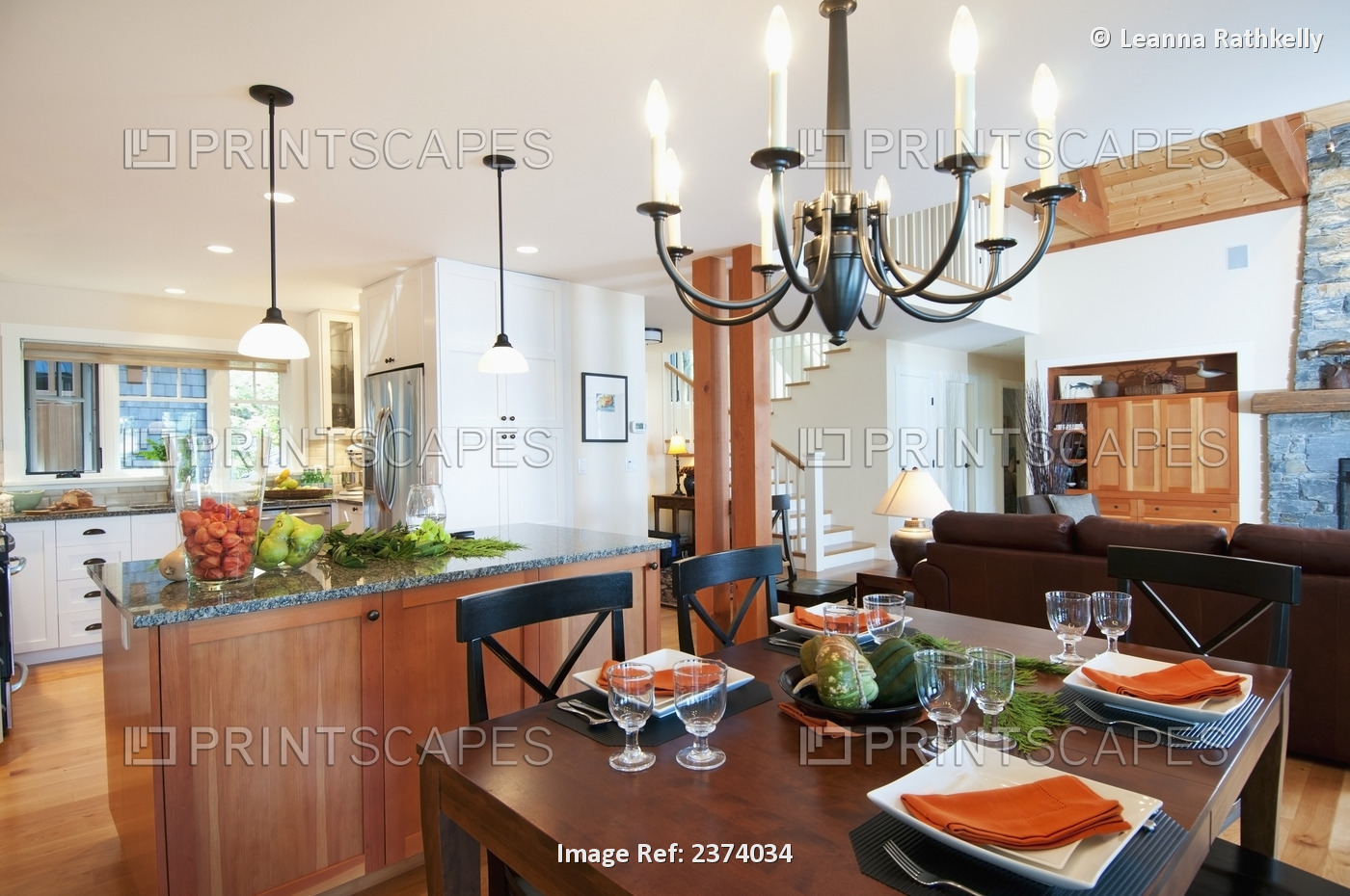 Modern Kitchen And Dining Area In West Coast Home; Mayne Island, British ...