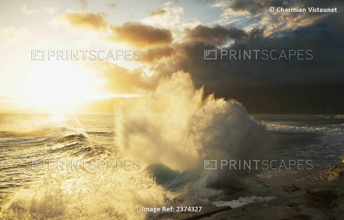 Huge Wave Crashing Against Coastal Rocks On The Portlock Coastline; Oahu, ...