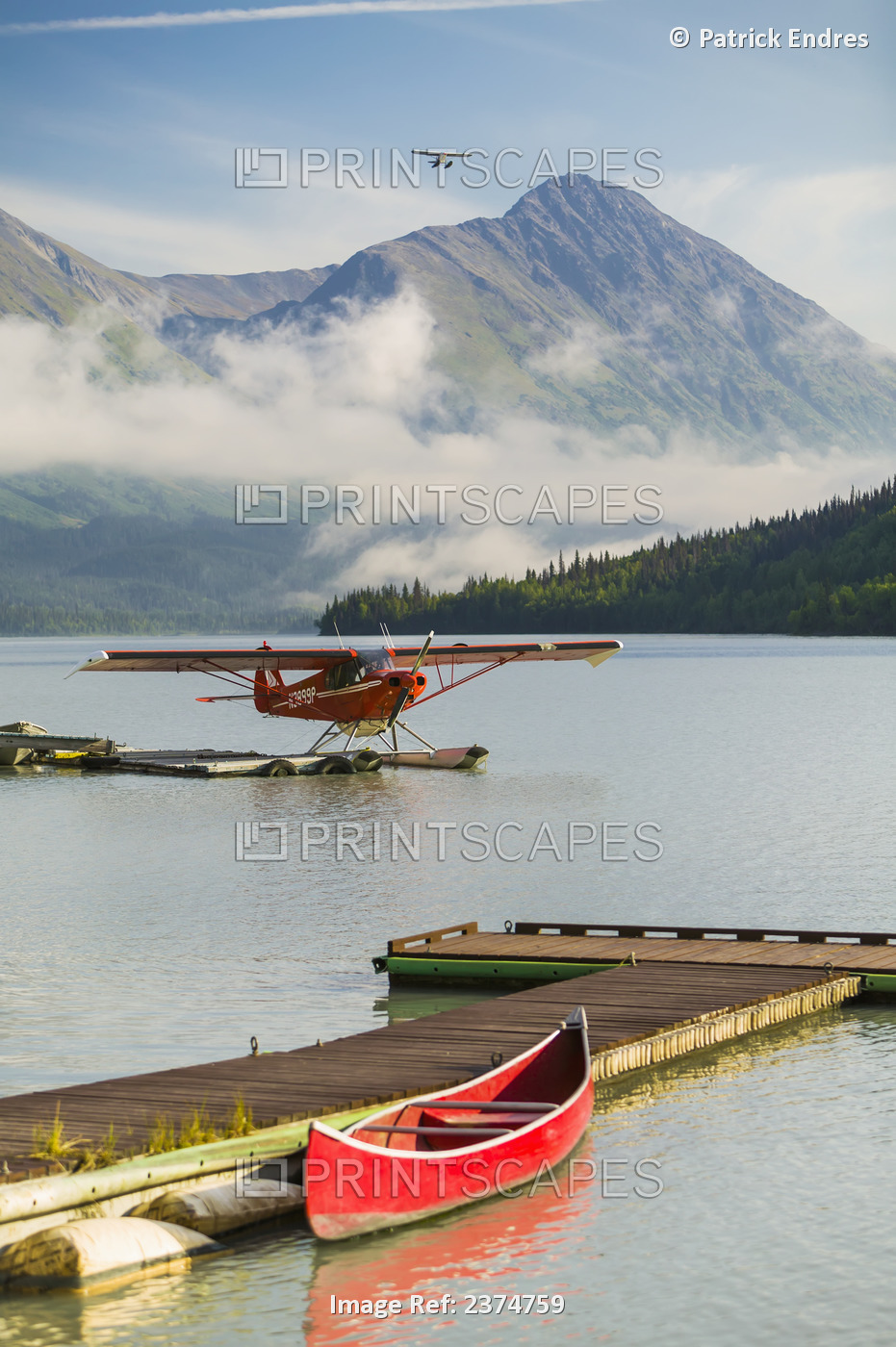 Float Plane On Bear Lake, Moose Pass, Kenai Peninsula; Alaska, United States Of ...