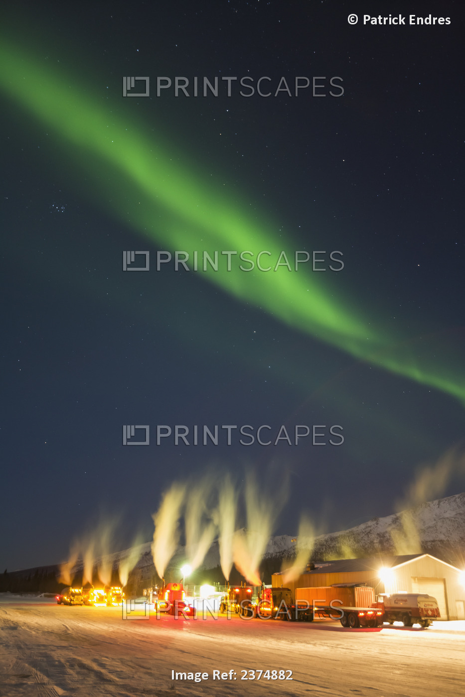 Northern Lights Over Semi Tractor Trailer Trucks At The Coldfoot Truckstop In ...