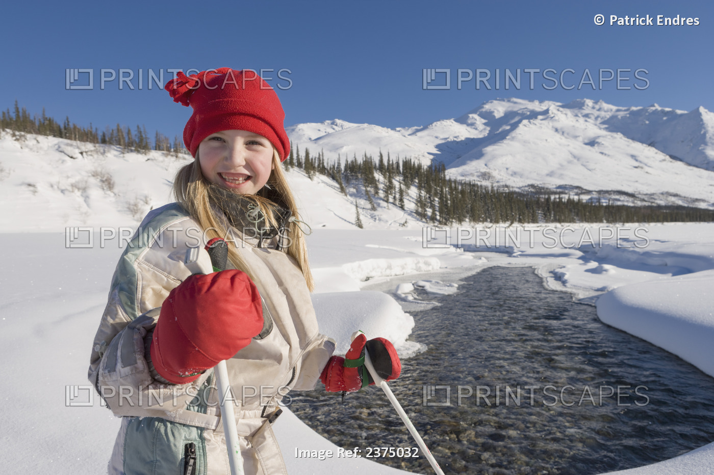 Young Girl Cross Country Skiing In The Brooks Range, Arctic Alaska