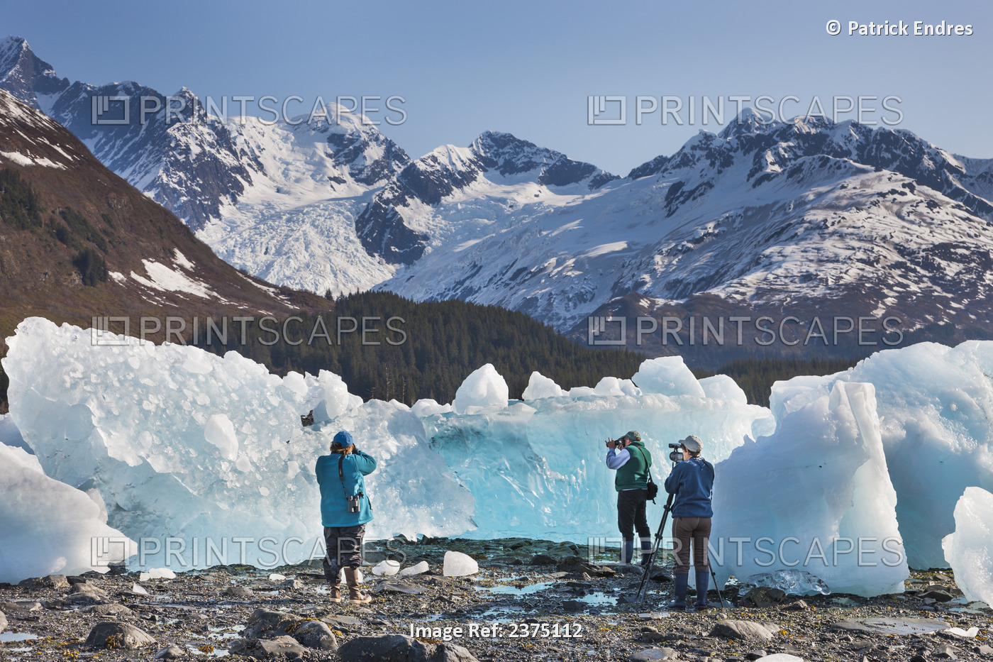 Tourists Photograph Glacier Icebergs Along Harriman Fjord, Northern Prince ...