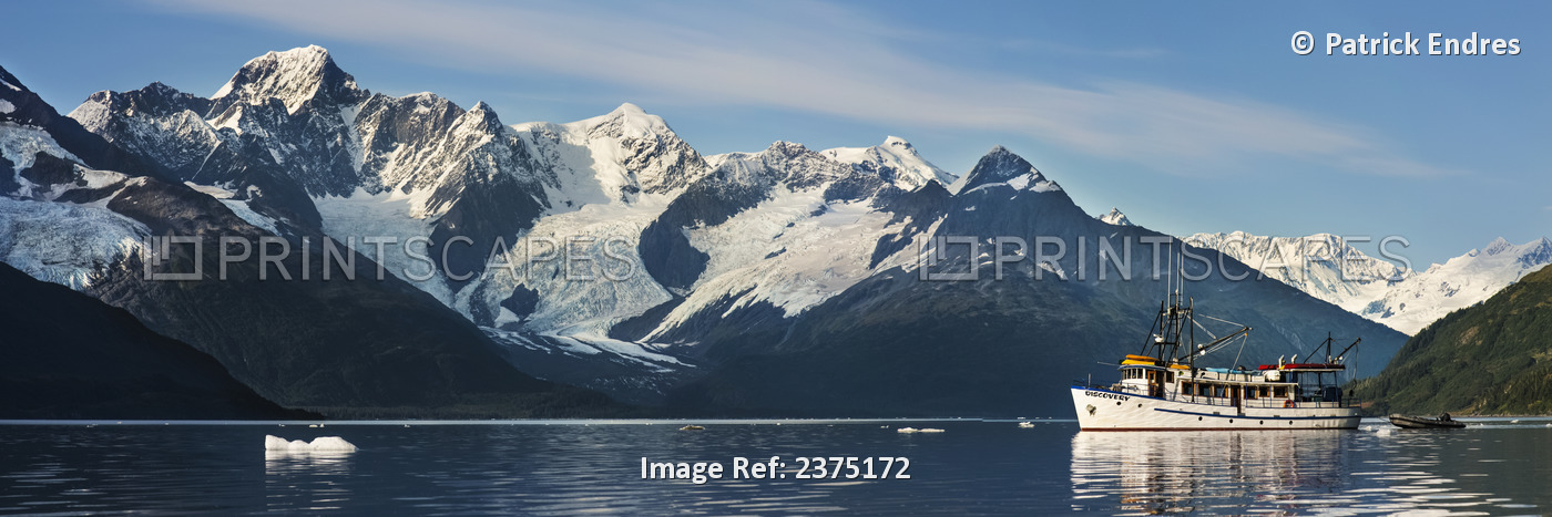 M/V Discovery In Harriman Fjord, Chugach Mountains, Chugach National Forest, ...