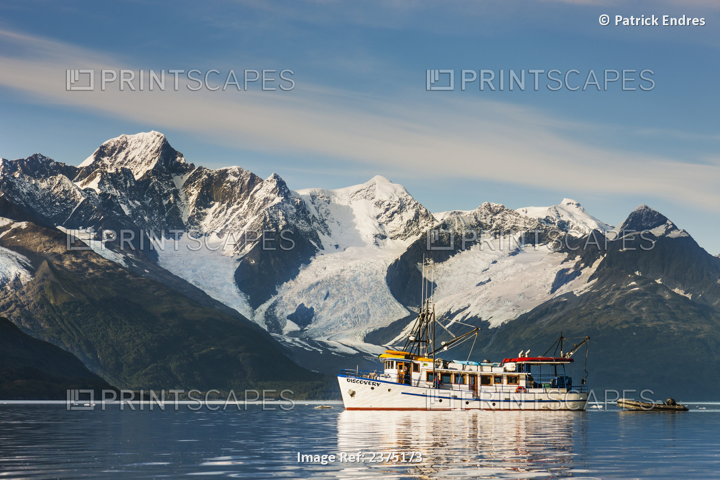 M/V Discovery In Harriman Fjord, Chugach Mountains, Chugach National Forest, ...