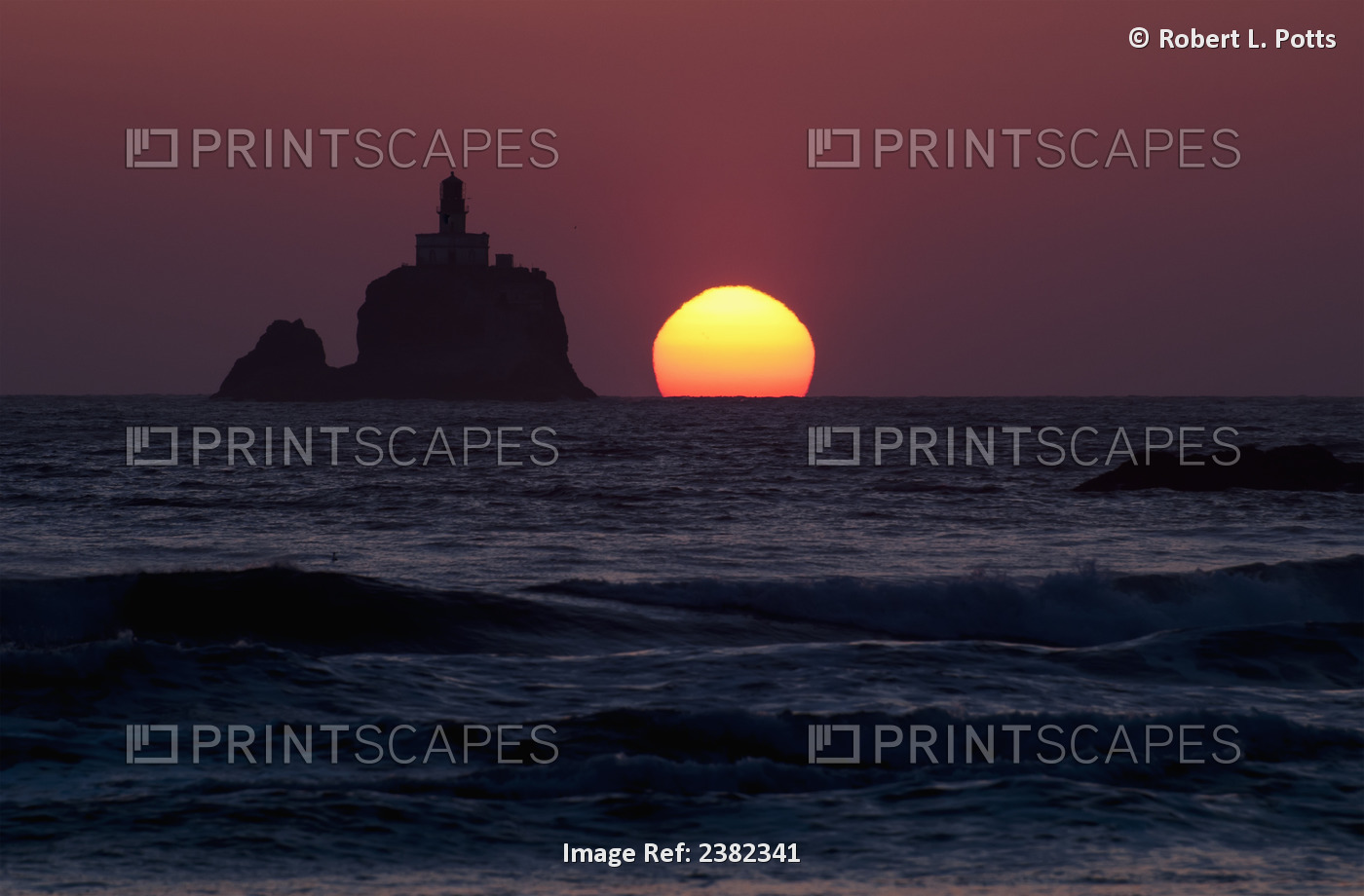 The Sunset At Tillamook Rock Lighthouse; Cannon Beach, Oregon, United States Of ...