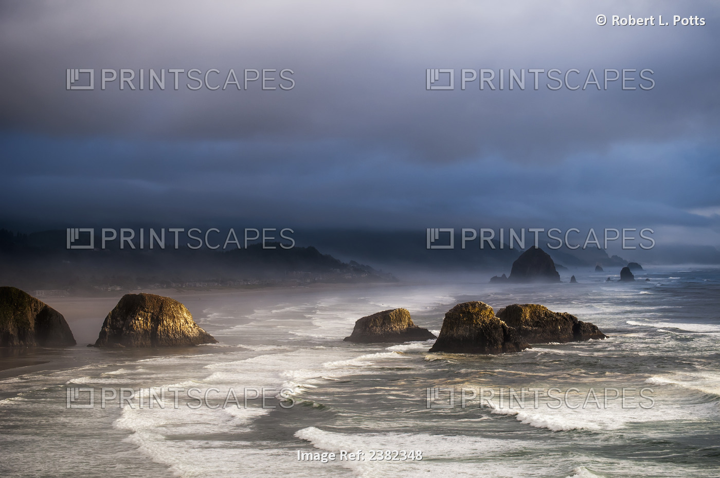 Sunlight And Mist Create Coastal Moods; Cannon Beach, Oregon, United States Of ...
