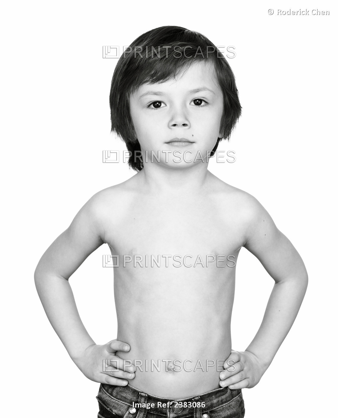 Portrait Of A Shirtless Young Boy; Montreal, Quebec, Canada