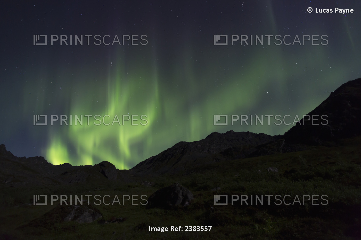 Aurora Borealis (Northern Lights) Dancing In The Talkeetna Mountains In ...