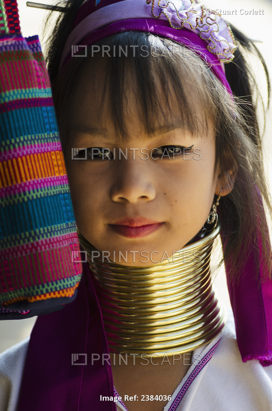 Portrait Of A Young Woman From The Long Neck Karenni Hill Tribe; Thaton, Chiang ...