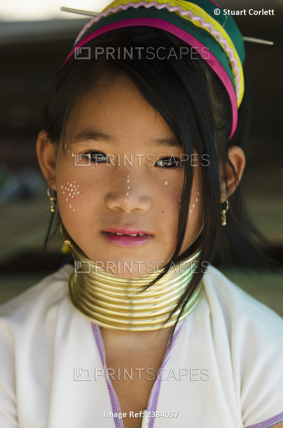 Portrait Of A Girl From The Long Neck Karenni Hill Tribe; Thaton, Chiang Rai, ...