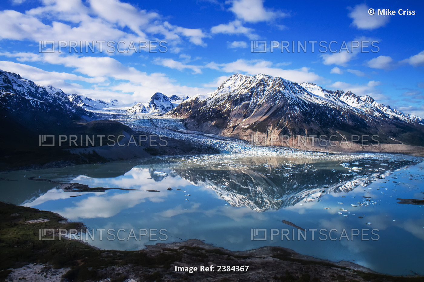 Scenic View Of Shamrock Glacier Near Merrill Pass, Southcentral Alaska