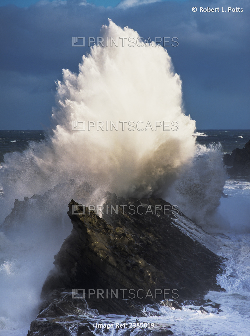 Surf Erupts On The Rocks At Shore Acres State Park; Charleston, Oregon, United ...