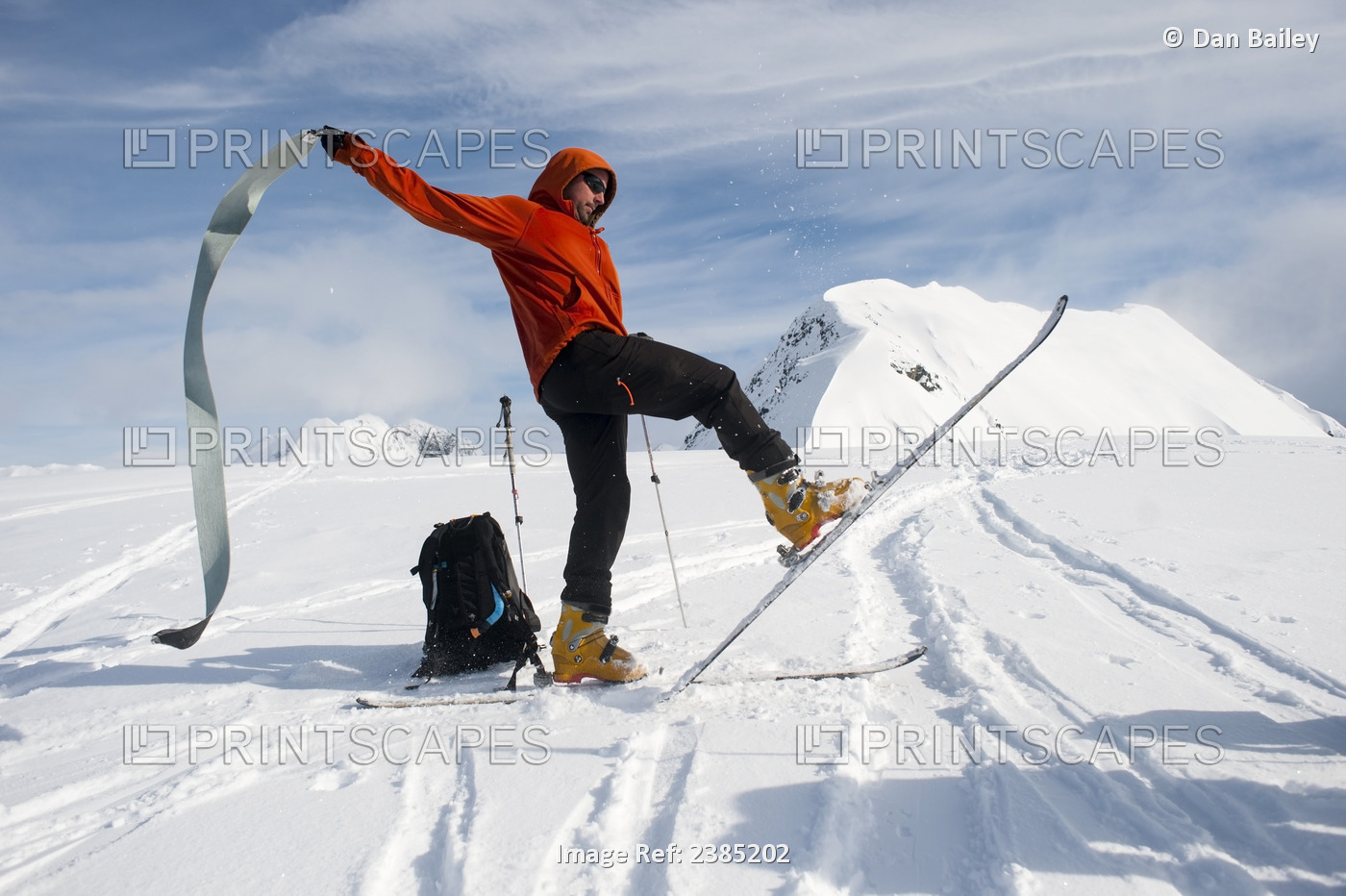 Man Skiing The West Face Of Peak 3720, Turnagain Arm, Chugach Mountains, ...