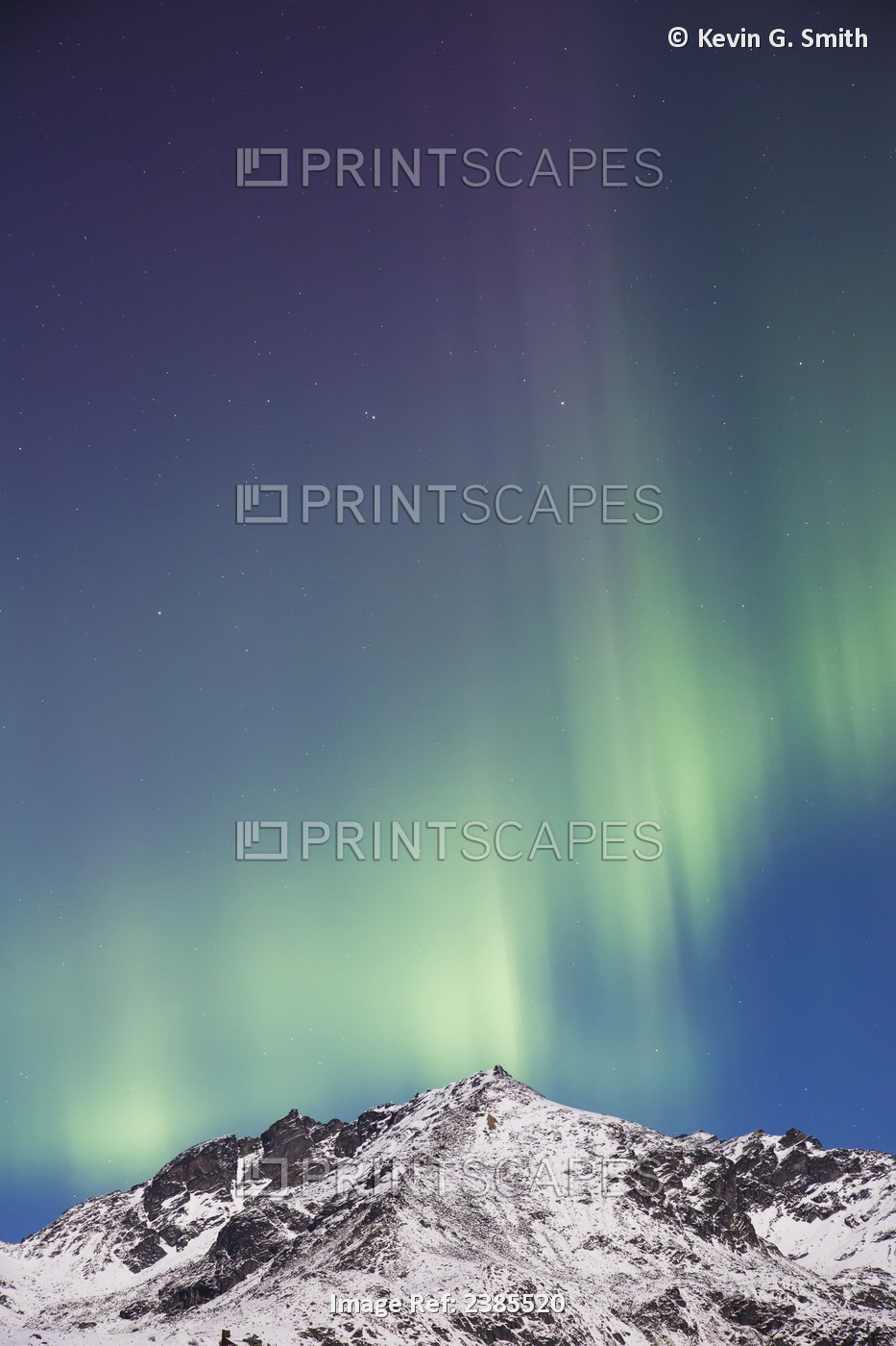 Northern Lights Above The Snow Covered Talkeetna Mountains, Hatchers Pass State ...