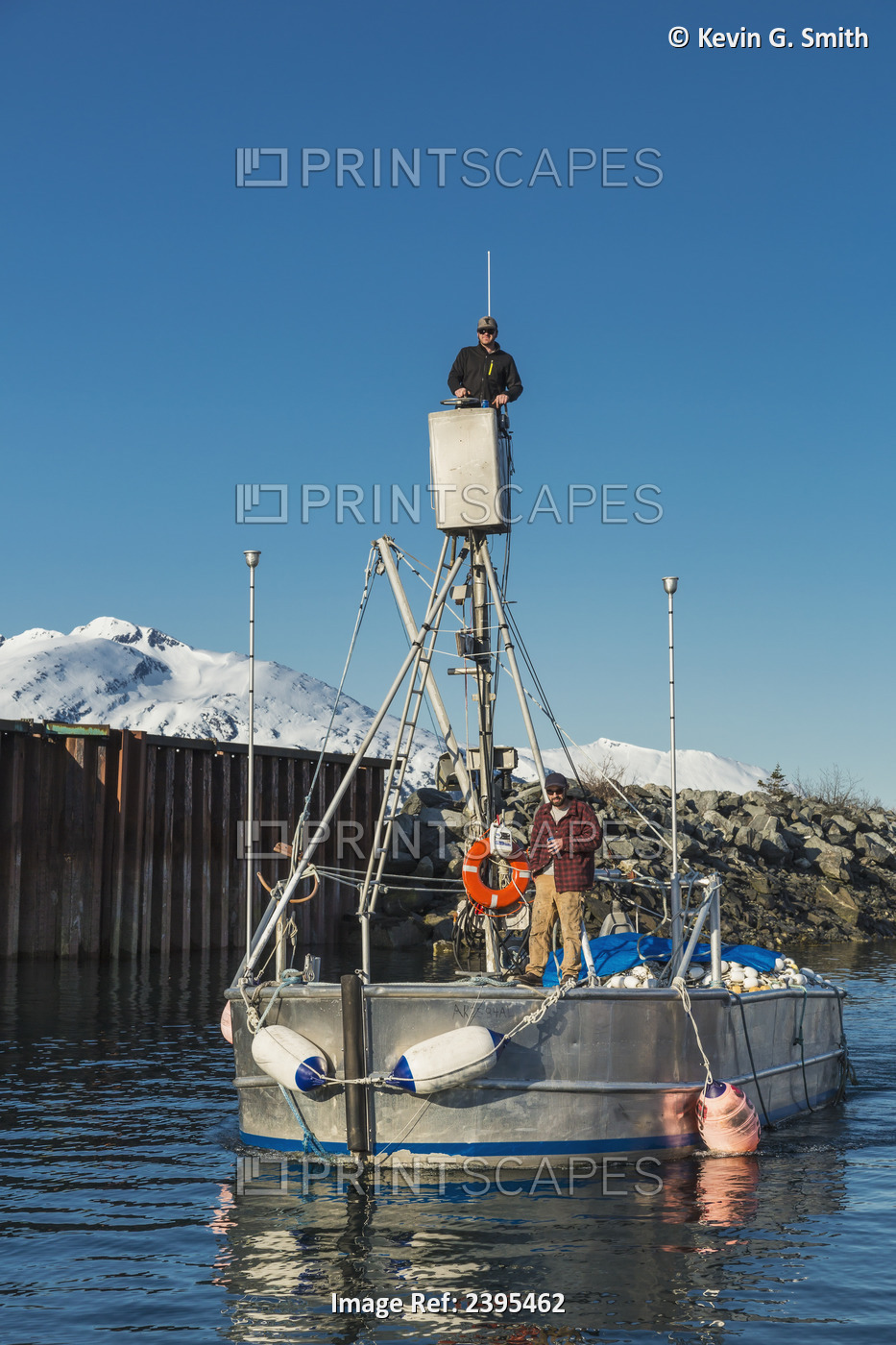 Fishing Boat With Crow's Nest Steering Platform Leaving The Whittier Small Boat ...