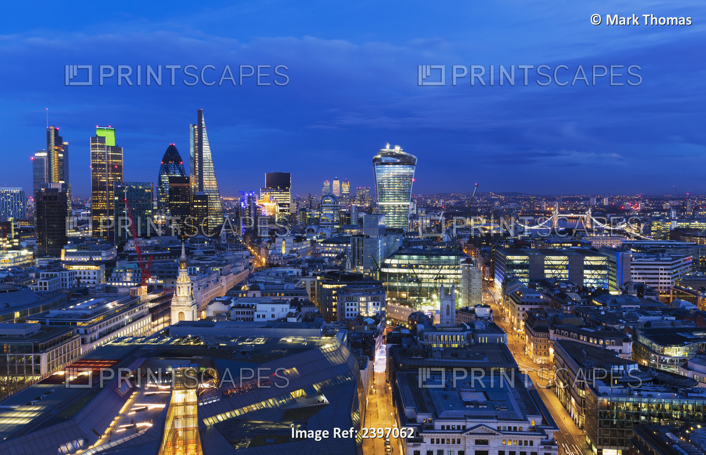 Cityscape Of London With Various Buildings In The Skyline At Dusk; London, ...
