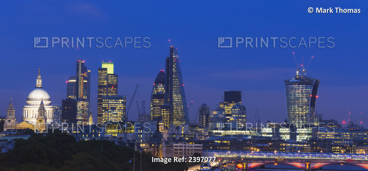 City Of London Cityscape View Of St Paul's Cathedral, Heron Tower, Tower 42, ...