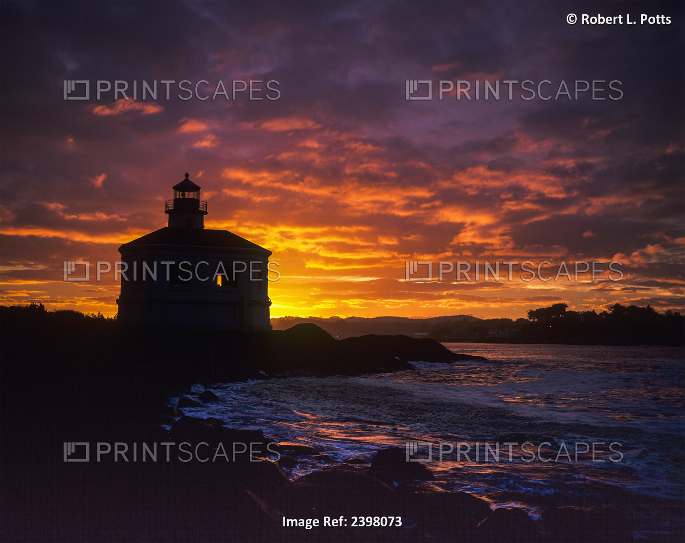 The Sun Rises Behind The Coquille River Lighthouse; Bandon, Oregon, United ...
