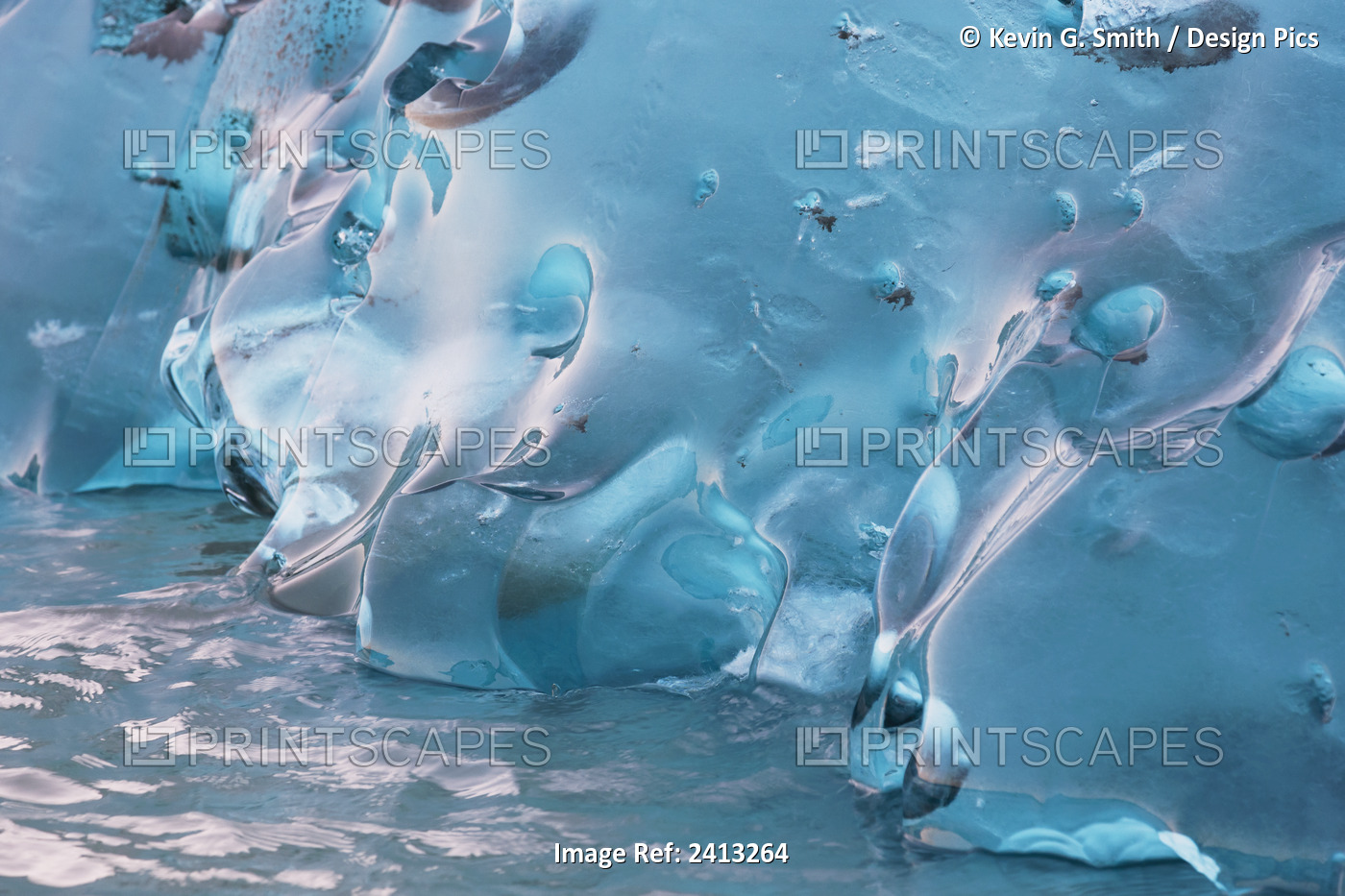 Close Up Of Ice Surface Of Iceberg Broken Off Mendenhall Glacier Floating In ...
