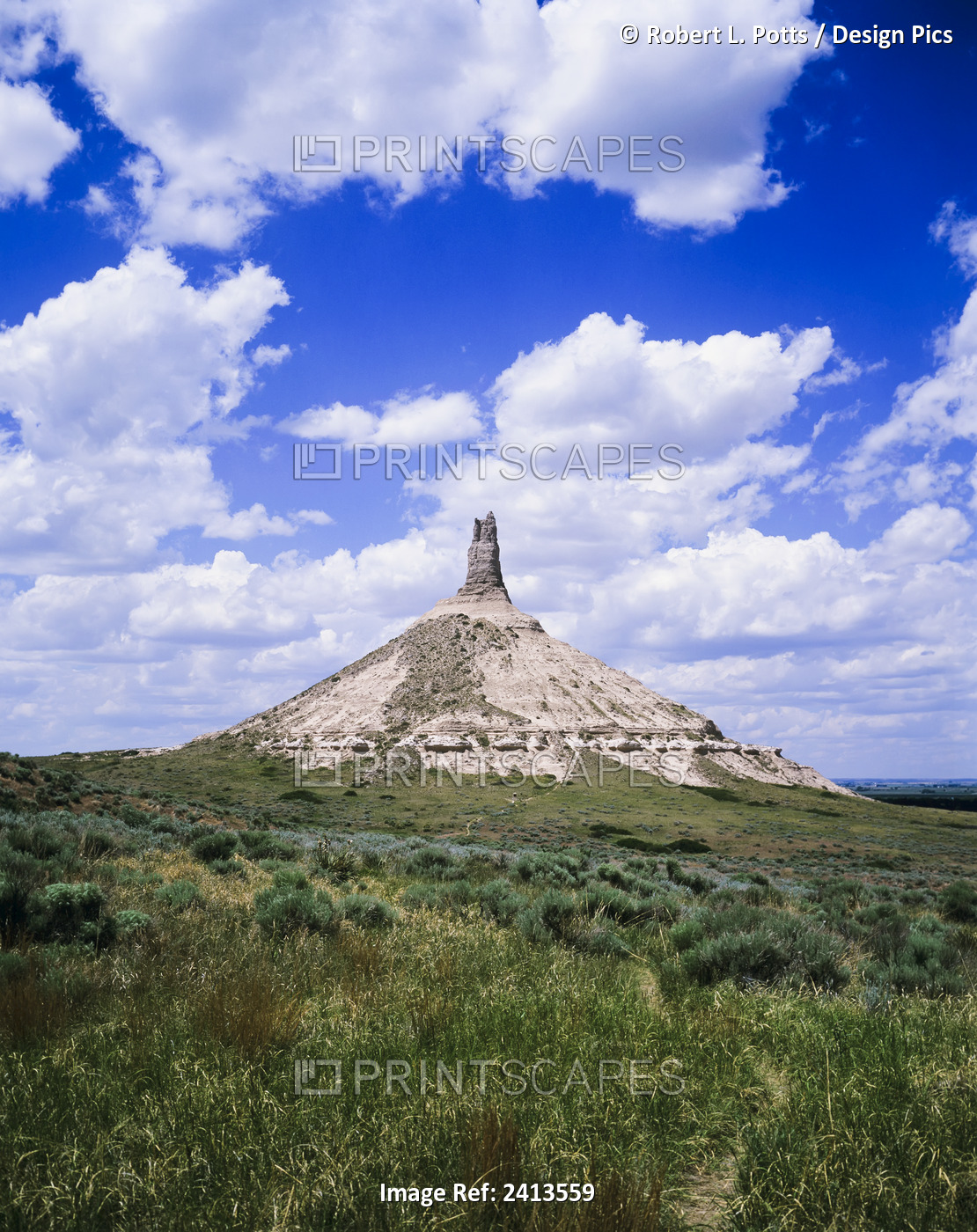 Chimney Rock, A Nebraska Landmark; Scottsbluff, Nebraska, United States Of ...