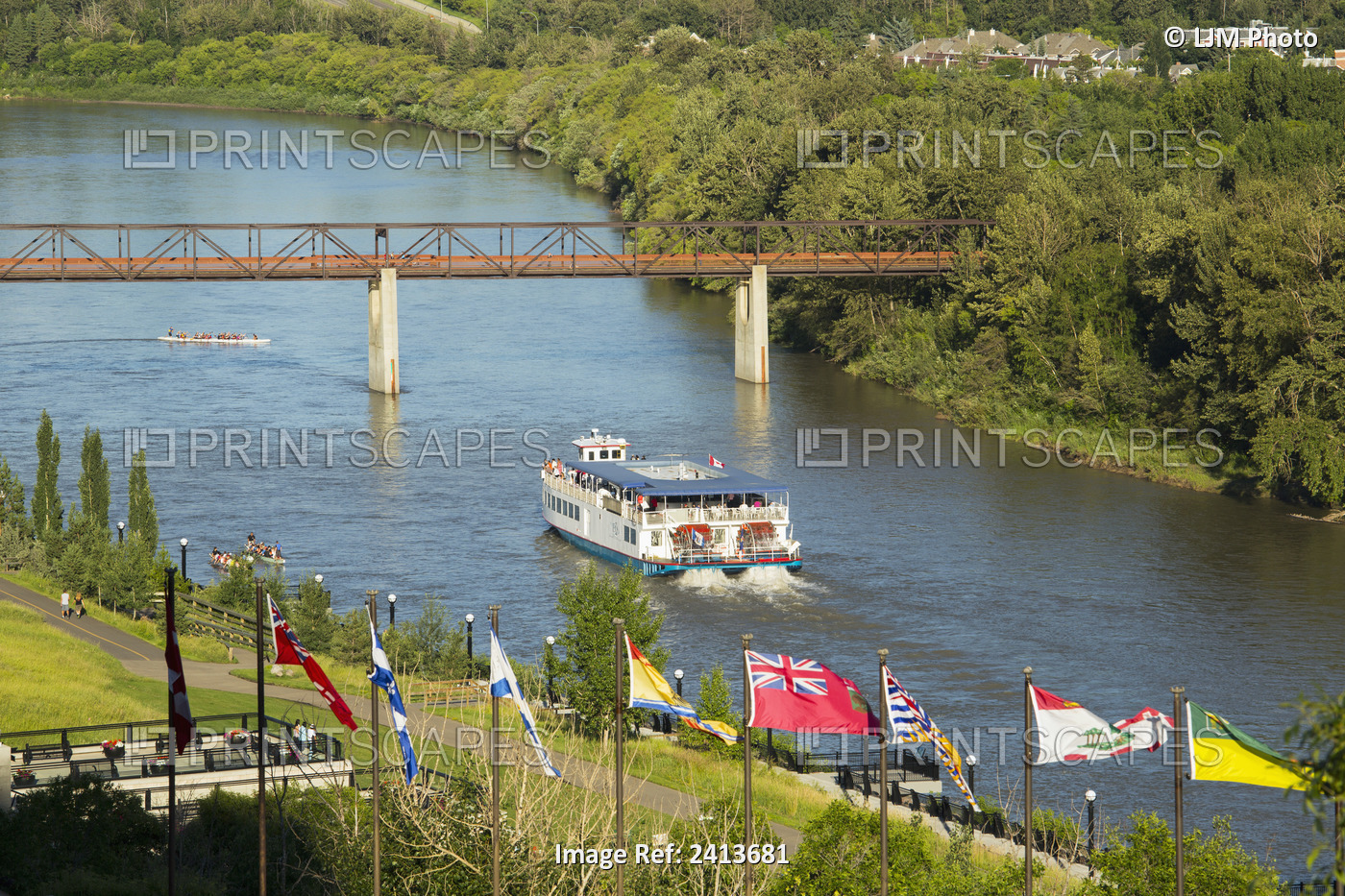 The Edmonton Queen Riverboat With Rowers On The North Saskatchewan River; ...