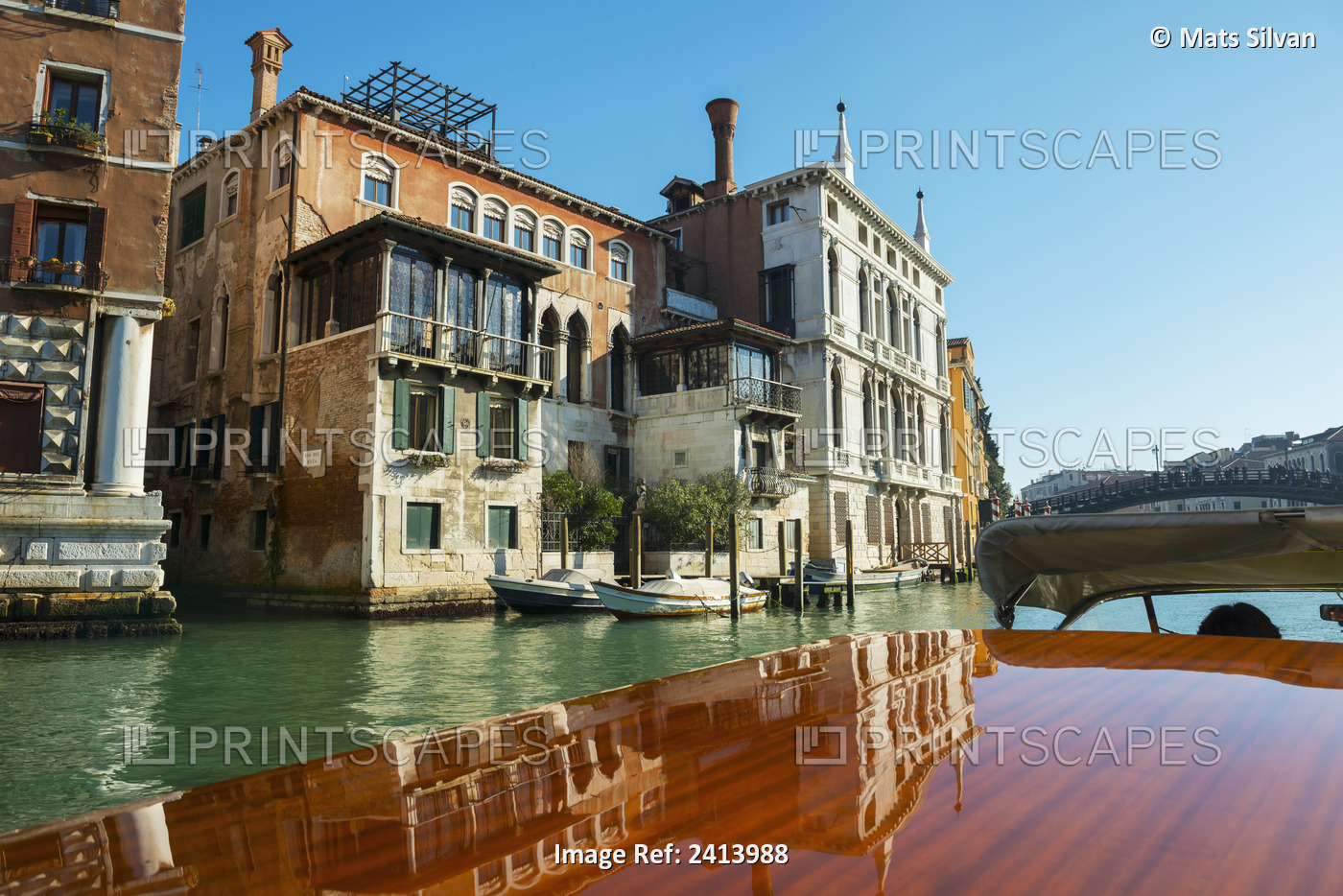 Buildings Along The Shoreline Of The Grand Canal Viewed From A Boat; Venice, ...