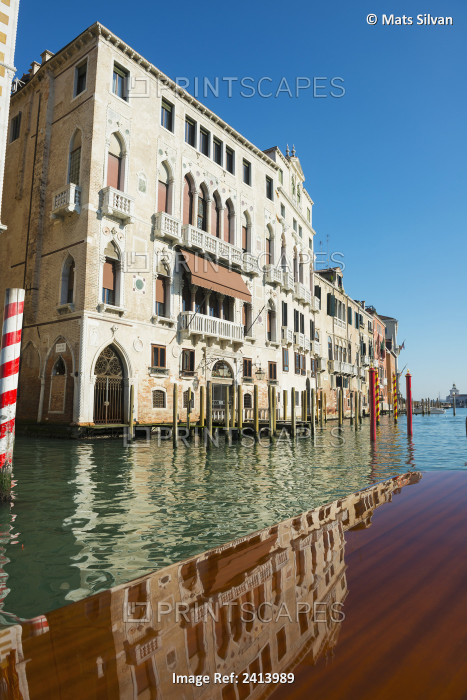 Buildings Along The Shoreline Of The Grand Canal Viewed From A Boat; Venice, ...