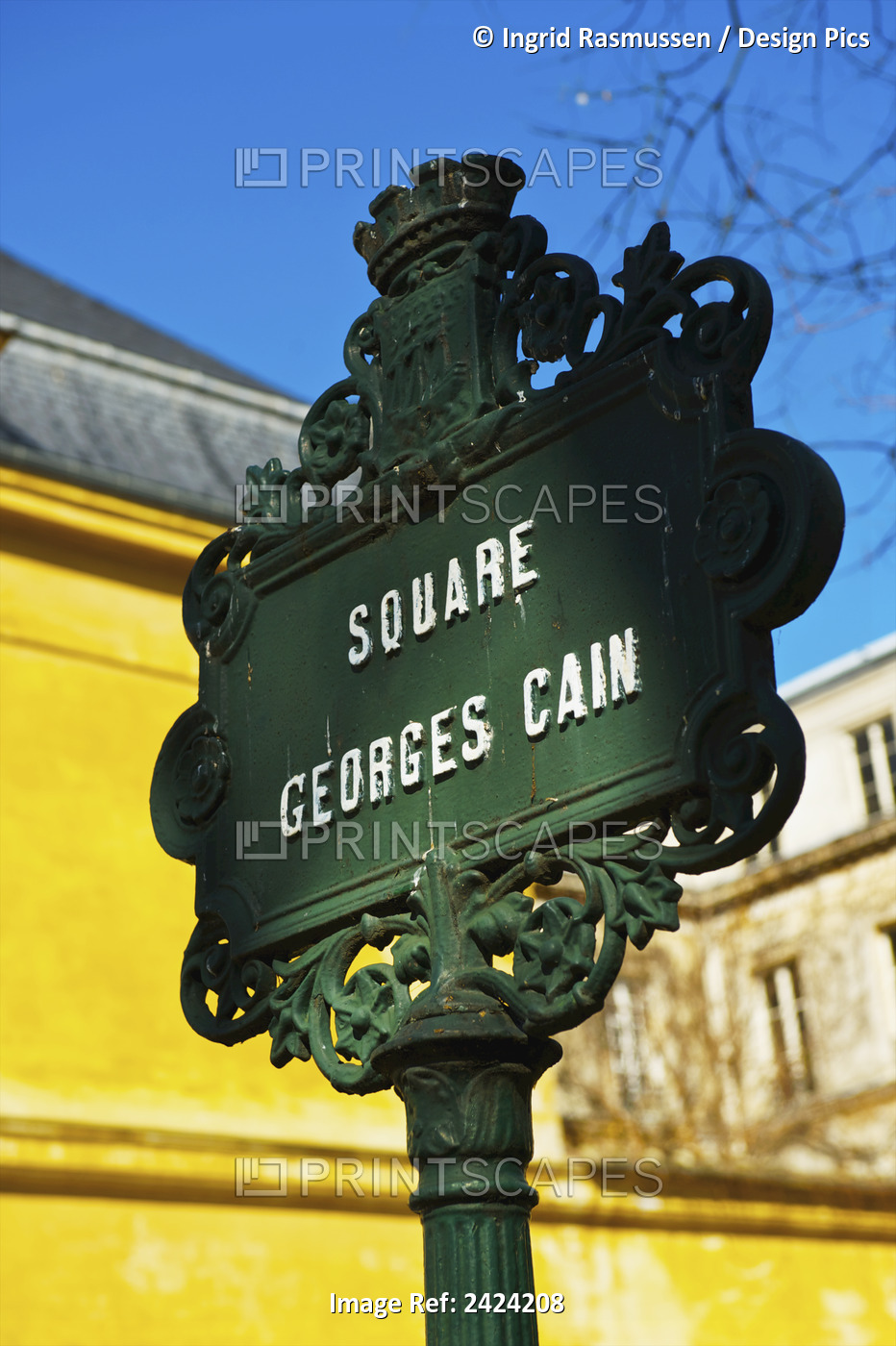 An Ornate Sign In The Historical District Of Marais; Paris, France