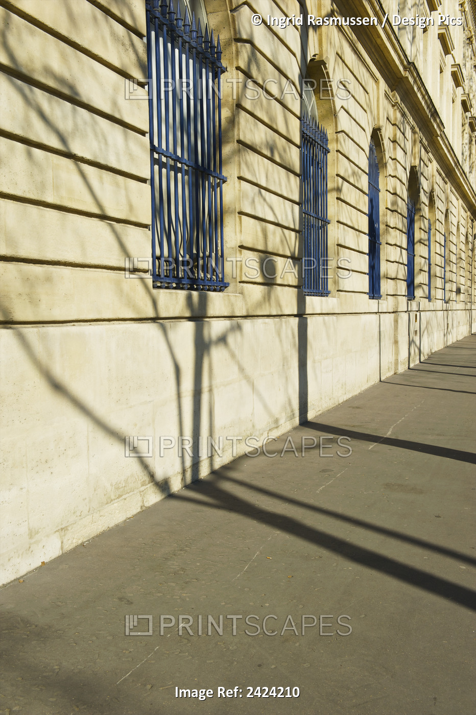 Blue Grates On Windows Along A Building In The Historical District Of The ...
