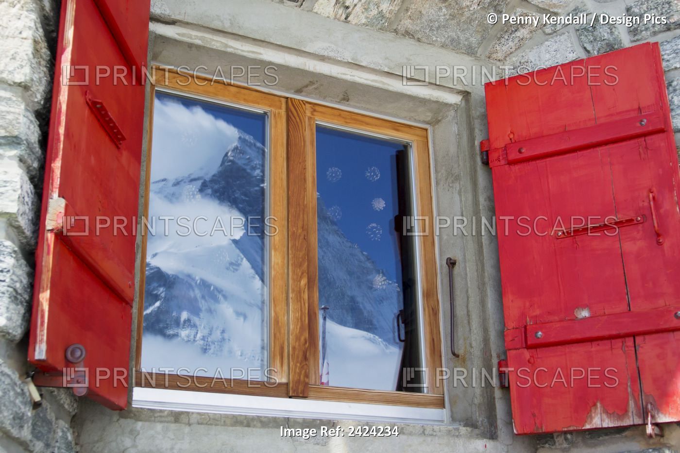 The Matterhorn Reflected In The Window Of The Schonbiel Mountain Refuge; ...