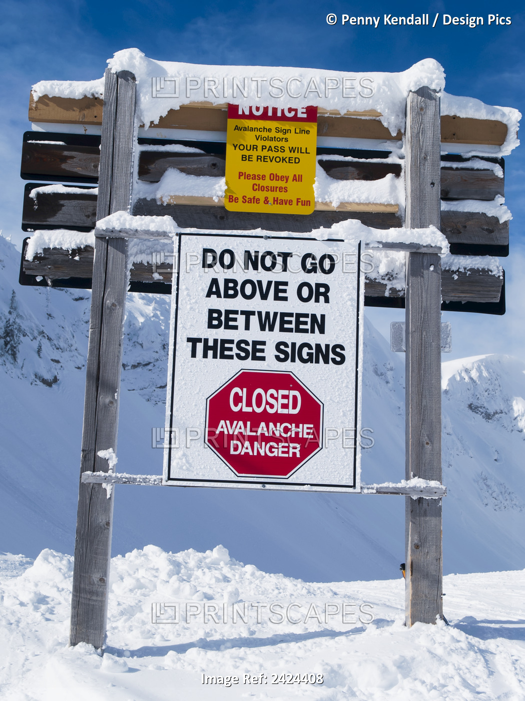 Avalanche And Ski Resort Boundary Sign; Fernie, British Columbia, Canada