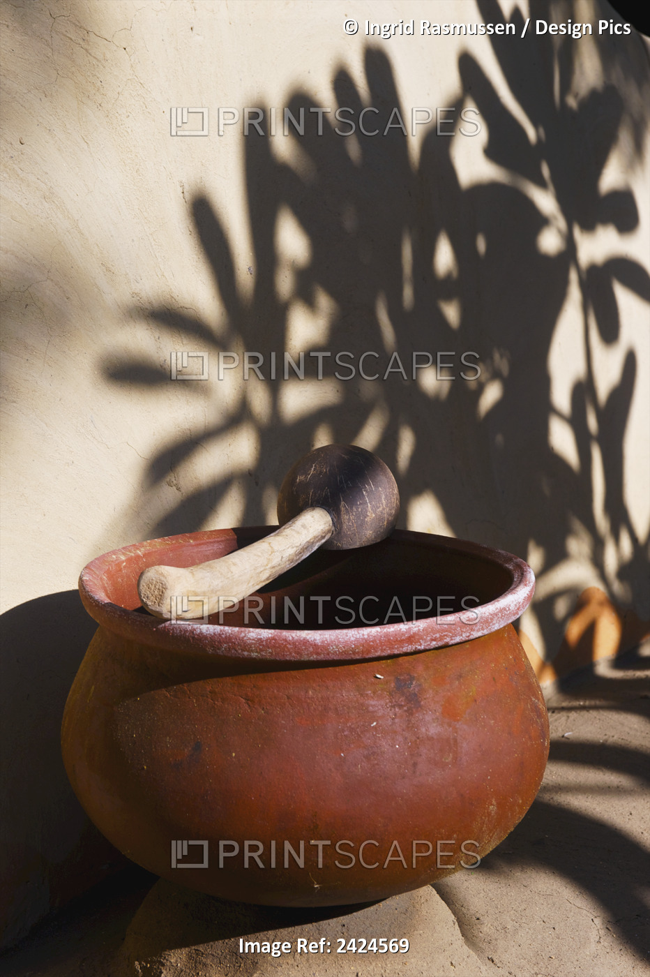 A Clay Bowl And Wooden Tool; Ulpotha, Embogama, Sri Lanka
