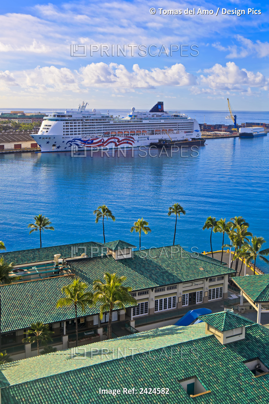 Cruise Ship In The Port At Honolulu Harbour; Honolulu, Oahu, Hawaii, United ...