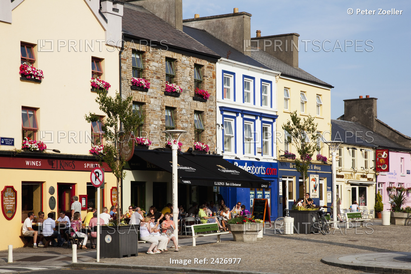 Shops And Customers On An Outdoor Bar Patio; Clifden, County Galway, Ireland